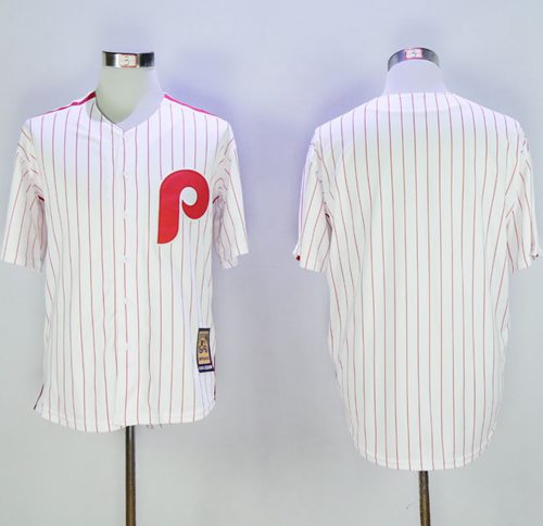 Phillies Blank White(Red Strip) Cooperstown Stitched MLB Jersey - Click Image to Close